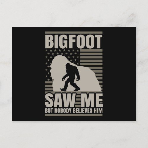 Bigfoot Saw Me American Flag Postcard