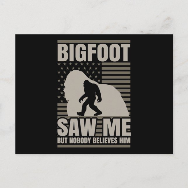 Bigfoot Saw Me American Flag Postcard (Front)