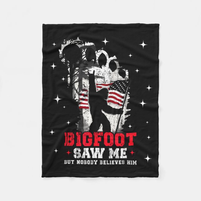 Bigfoot Saw Me But Nobody Believes Him Forest Hiki Fleece Blanket (Front)