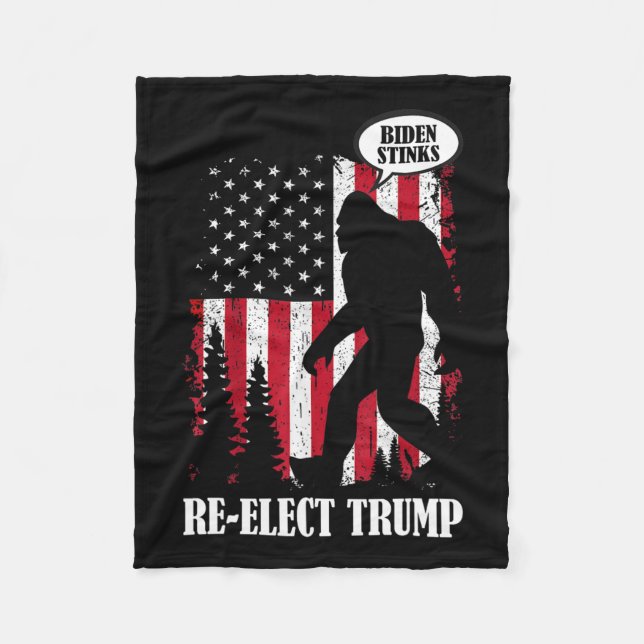 Bigfoot Says Biden Stinks  Fleece Blanket (Front)