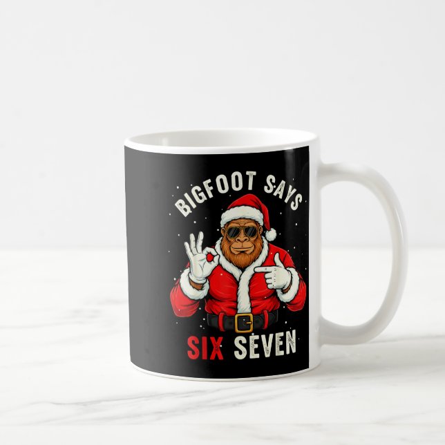 Bigfoot Says Six Seven Funny Christmas 67 Meme Xma Coffee Mug (Right)