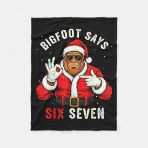 Bigfoot Says Six Seven Funny Christmas 67 Meme Xma Fleece Blanket