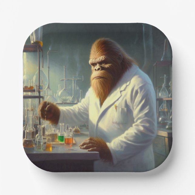 Bigfoot Scientist Paper Plates (Front)