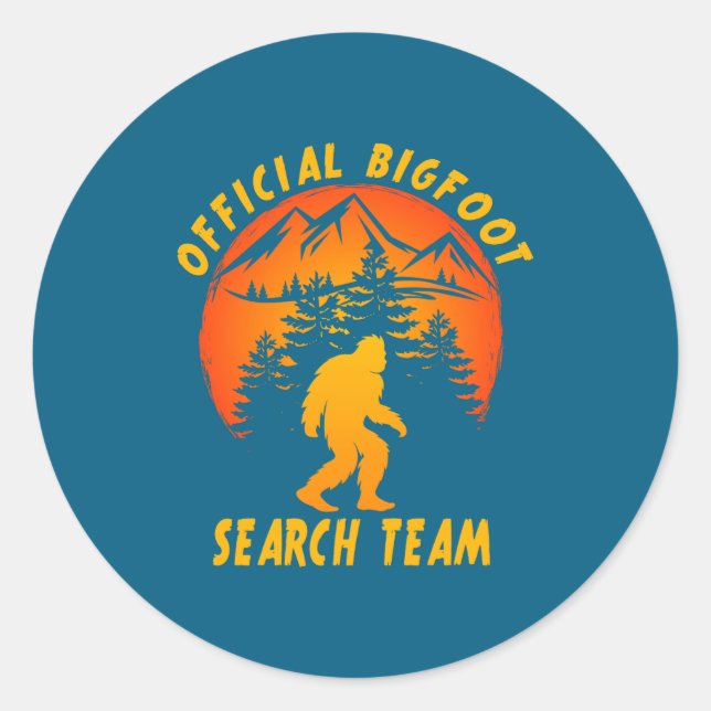 Bigfoot Search Team Sasquatch Yeti Funny  Classic Round Sticker (Front)