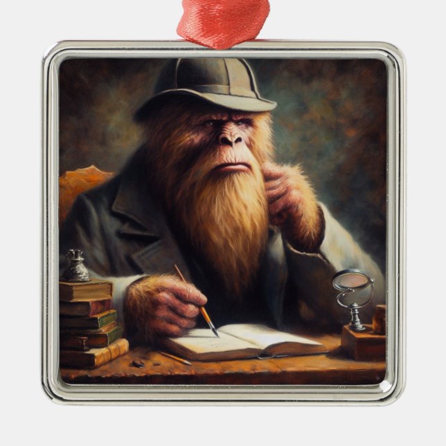 Bigfoot Sherlock Holmes Metal Ornament (Front)