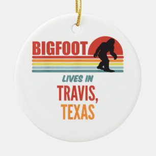 Bigfoot Sighting In Travis Texas Ceramic Ornament