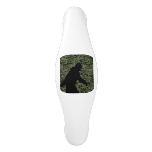 Bigfoot Silhouette on Woodland Digital Camouflage Ceramic Cabinet Pull