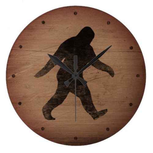 Bigfoot Silhouette Rustic Style Large Clock