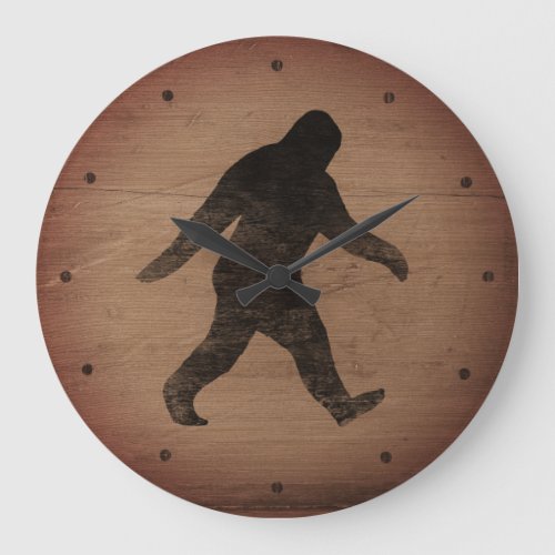 Bigfoot Silhouette Rustic Style Large Clock