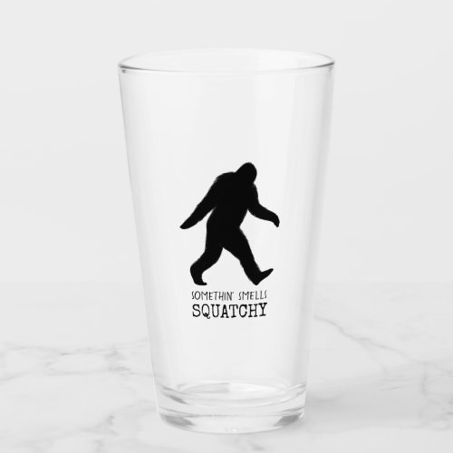 Bigfoot Silhouette  Somethin Smells Squatchy Glass