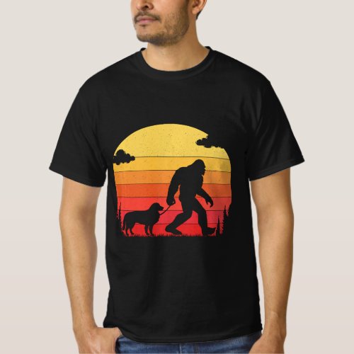Bigfoot Silhouette Walking Border Collie Dog T_Shirt
