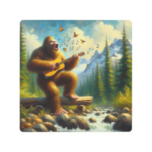 Bigfoot Singing Metal Print