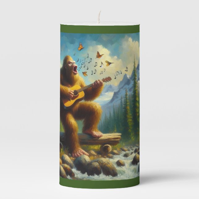 Bigfoot Singing Pillar Candle (Front)