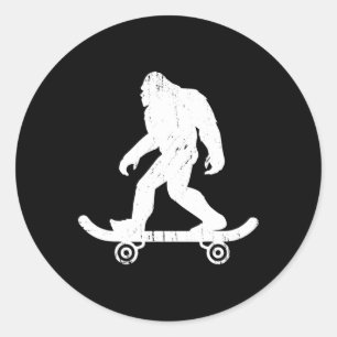 Bigfoot Skateboarder Yeti Sasquatch Skateboarding Classic Round Sticker