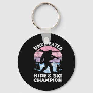 Bigfoot Skier Hide And Ski Champion Undefeated Ret Keychain