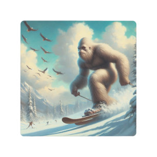 Bigfoot Skiing Metal Print