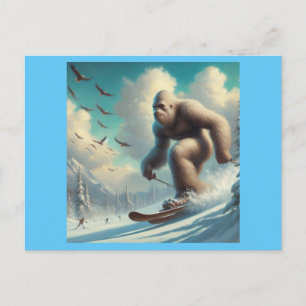 Bigfoot Skiing Postcard