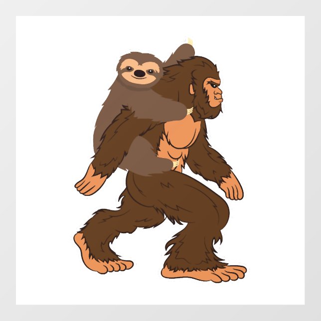 Bigfoot Sloth Clothing Sasquatch Tee Gift Sloth Wall Decal (Front)