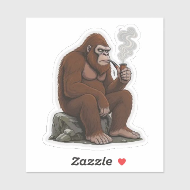 Bigfoot Smoking a Pipe Sticker (Sheet)