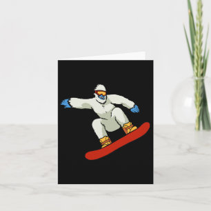 Bigfoot Snowboard Sasquatch Skiing Snow Mountain F Card