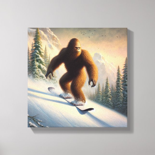 Bigfoot Snowboarding Canvas Print (Front)
