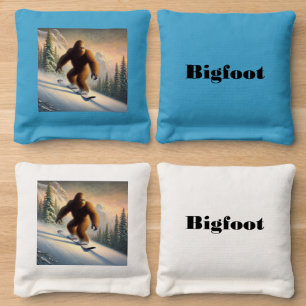 Bigfoot Snowboarding Cornhole Bags