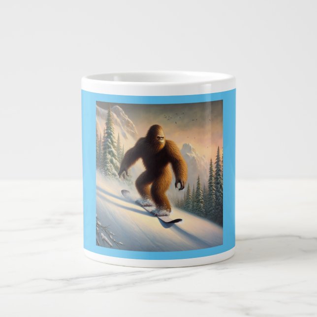 Bigfoot Snowboarding Giant Coffee Mug (Front)