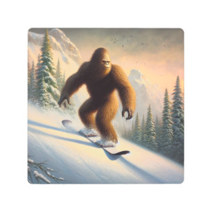 Bigfoot Snowboarding Metal Print