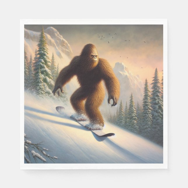 Bigfoot Snowboarding Napkins (Front)