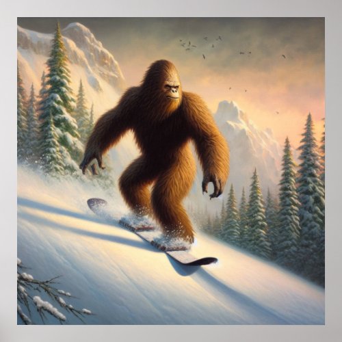 Bigfoot Snowboarding Poster