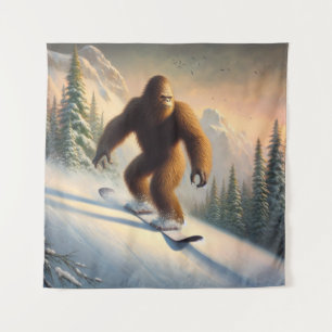 Bigfoot Snowboarding Tapestry