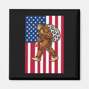 Bigfoot Soccer Usa Flag Funny Patriotic Sasquatch Magnet