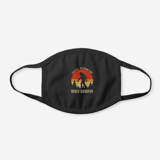 Bigfoot Social Distancing Bigfoot Social Distancin Black Cotton Face Mask (Front)