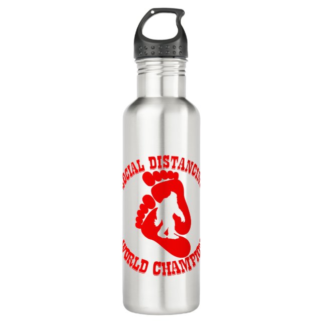 Bigfoot Social Distancing World Champion 02  # Stainless Steel Water Bottle (Front)