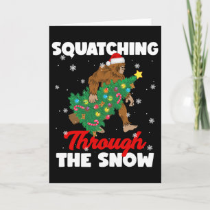 Bigfoot Squatching Through The Snow Sasquatch Chri Card