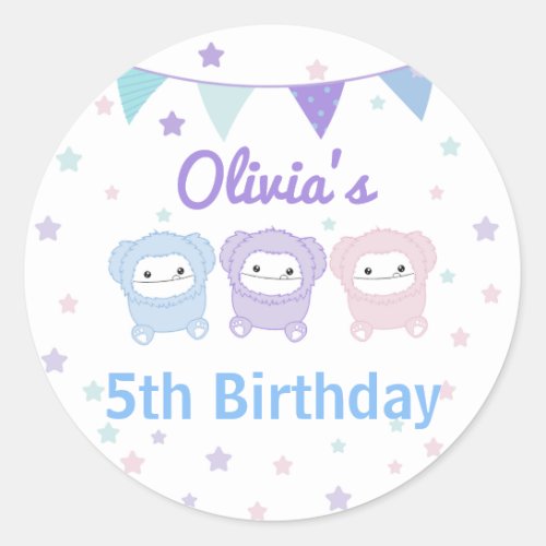 Bigfoot Squishmallow Kids Birthday  Classic Round Sticker