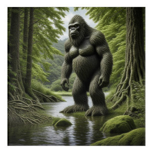 Bigfoot standing in a Creek Cartoon  Acrylic Print