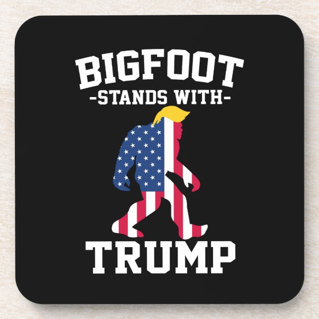 Bigfoot Stands With Trump 2024 Elections Beverage Coaster (Front)