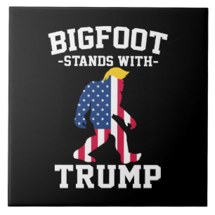 Bigfoot Stands With Trump 2024 Elections Ceramic Tile