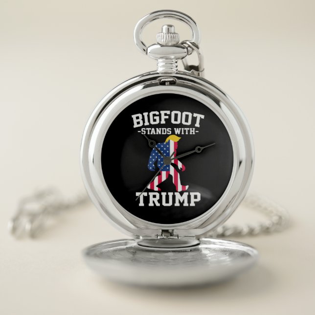 Bigfoot Stands With Trump 2024 Elections Pocket Watch (Inside)