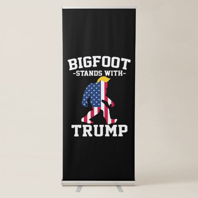 Bigfoot Stands With Trump 2024 Elections Retractable Banner (Front)