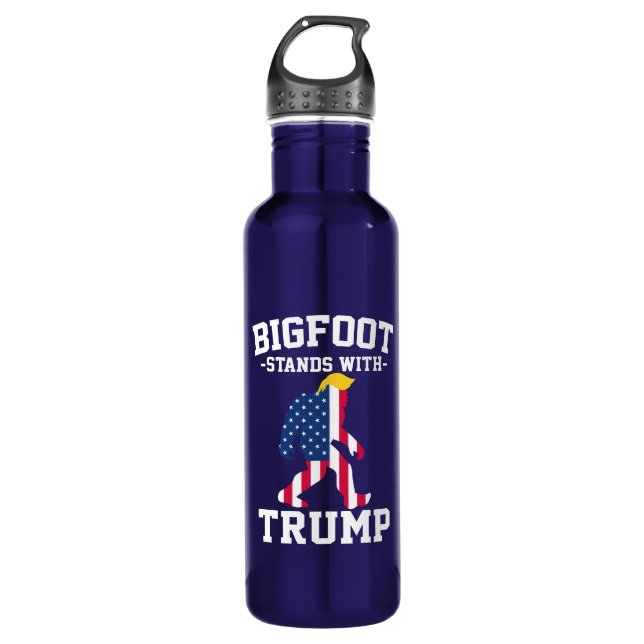 Bigfoot Stands With Trump 2024 Elections Stainless Steel Water Bottle (Front)