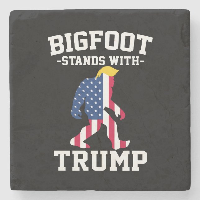 Bigfoot Stands With Trump 2024 Elections Stone Coaster (Front)