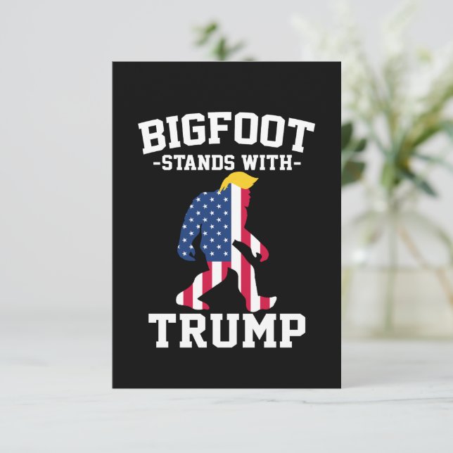 Bigfoot Stands With Trump 2024 Elections Thank You Card (Standing Front)
