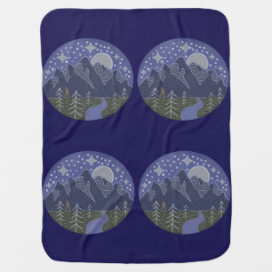 Bigfoot Starry Night Walk   Cryptid Folk Art Baby Blanket