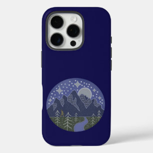 Bigfoot Starry Night Walk Cryptid Folk Art iPhone 16 Pro Case