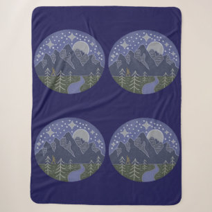 Bigfoot Starry Night Walk   Cryptid Folk Art Sherpa Blanket