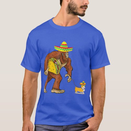 Bigfoot Steal Taco Corgi Dog Funny Cinco De Mayo   T_Shirt