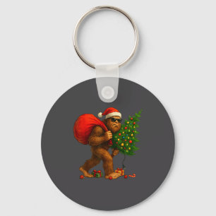 Bigfoot Stealing Christmas Tree Lights Xmas Boys M Keychain