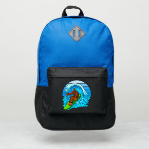 Bigfoot Surfing Riding The Waves Fun Sasquatch Port Authority® Backpack